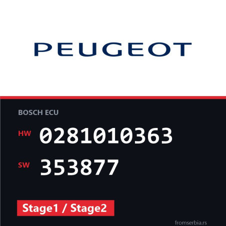 Peugeot 406 0281010363 353877 Stage1 / Stage2 tuning file