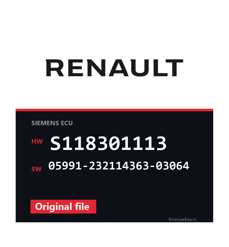 Renault Kango S118301113 05991-232114363-03064 original ECU file