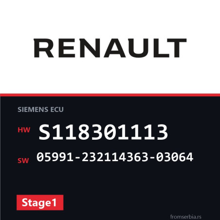 Renault Kango S118301113 05991-232114363-03064 Stage1 tuning file