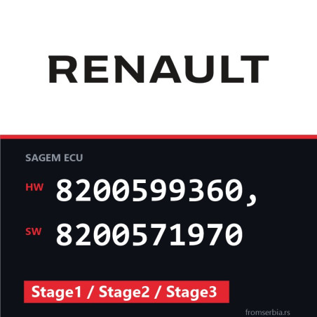 Renault 8200599360, 8200571970 Stage1 / Stage2 / Stage3 file