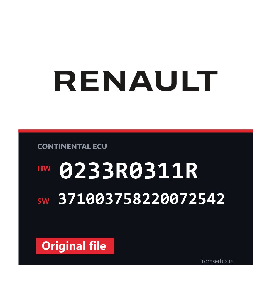 Renault Megane 0233R0311R 371003758220072542 Stage1 tuning file