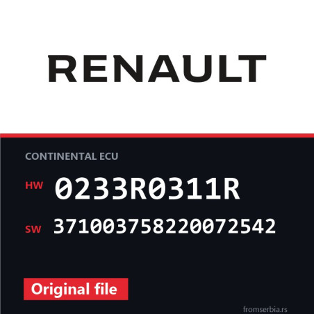 Renault Megane 0233R0311R 371003758220072542 Stage1 tuning file