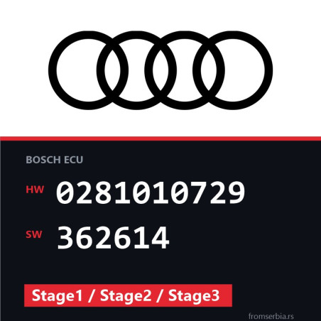 Audi A4 0281010729 362614 Stage1 / Stage2 / Stage3 tuning file