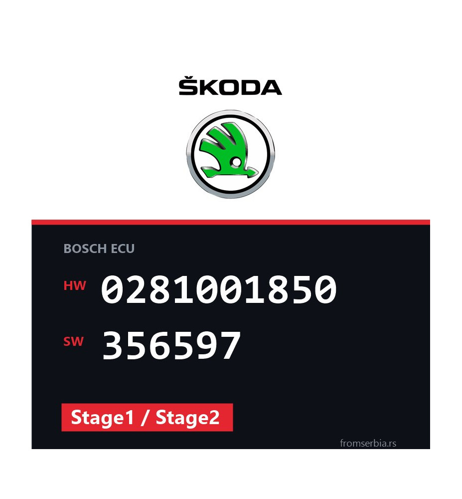 Skoda Octavia 0281001850 356597 Stage1 / Stage2 tuning file