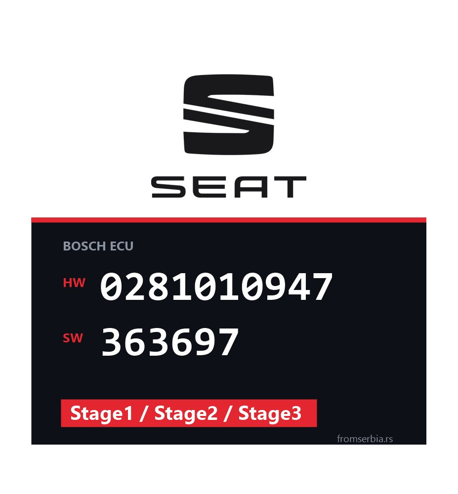 Seat Ibiza 0281010947 363697 Stage1 / Stage2 / Stage3 tuning file