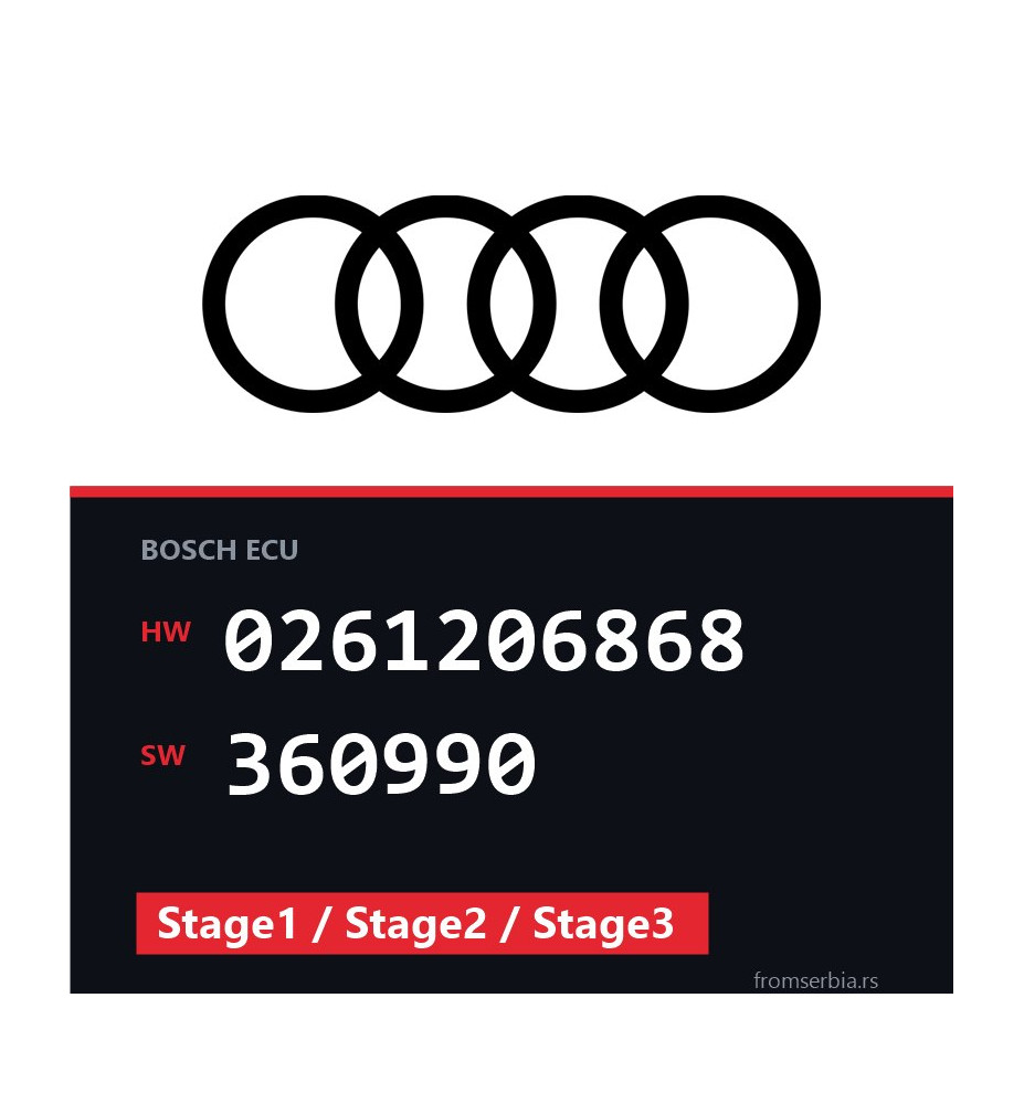 Audi A4 0261206868 360990 Stage1 / Stage2 / Stage3 tuning file