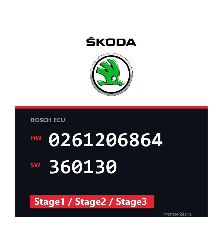 Skoda Octavia 0261206864 360130 Stage1 / Stage2 / Stage3 tuning file