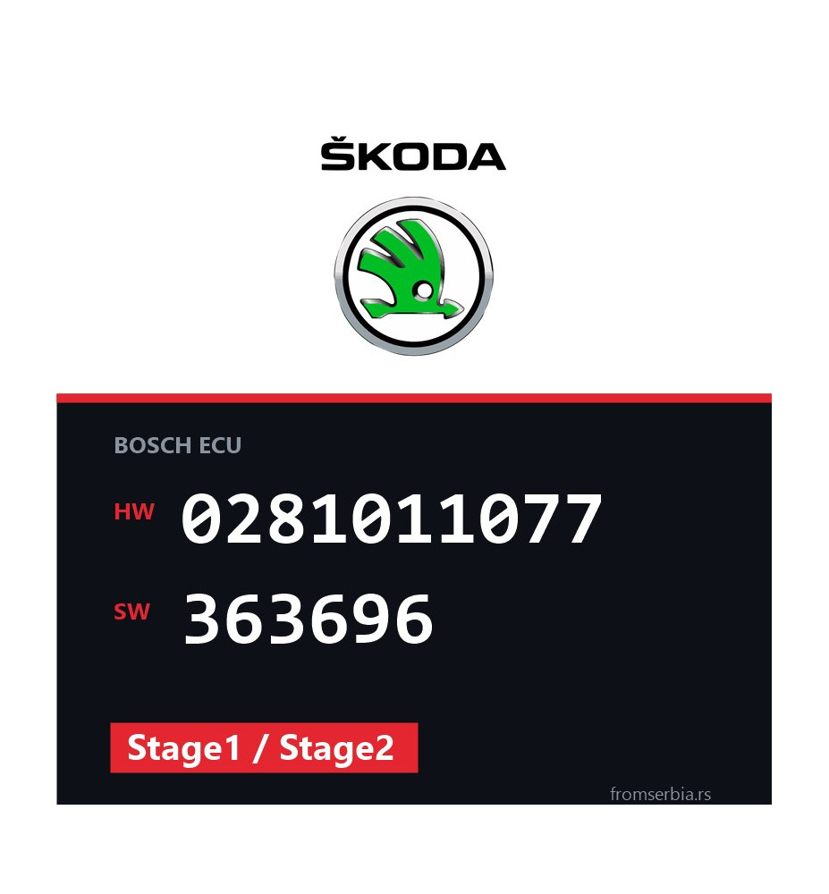 Skoda Octavia 0281011077 363696 Stage1 / Stage2 tuning file