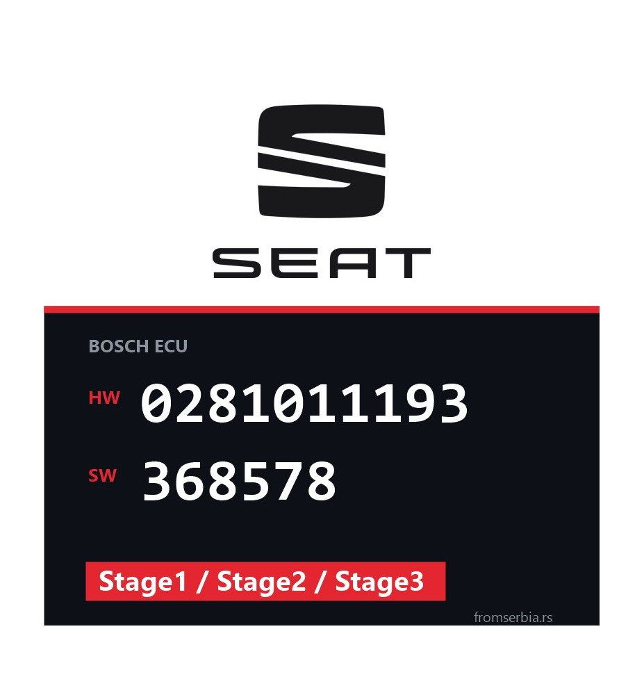 Seat Leon 0281011193 368578 Stage1 / Stage2 / Stage3 tuning file
