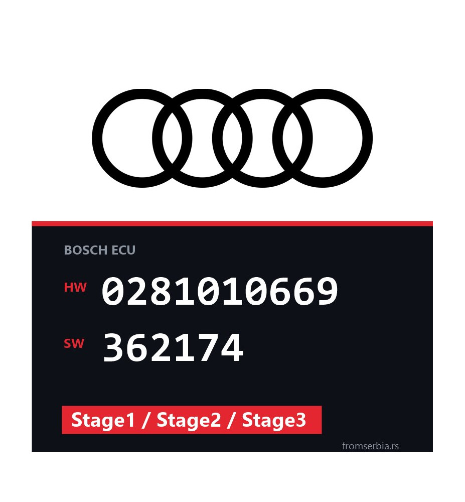 Audi A4 0281010669 362174 Stage1 / Stage2 / Stage3 tuning file