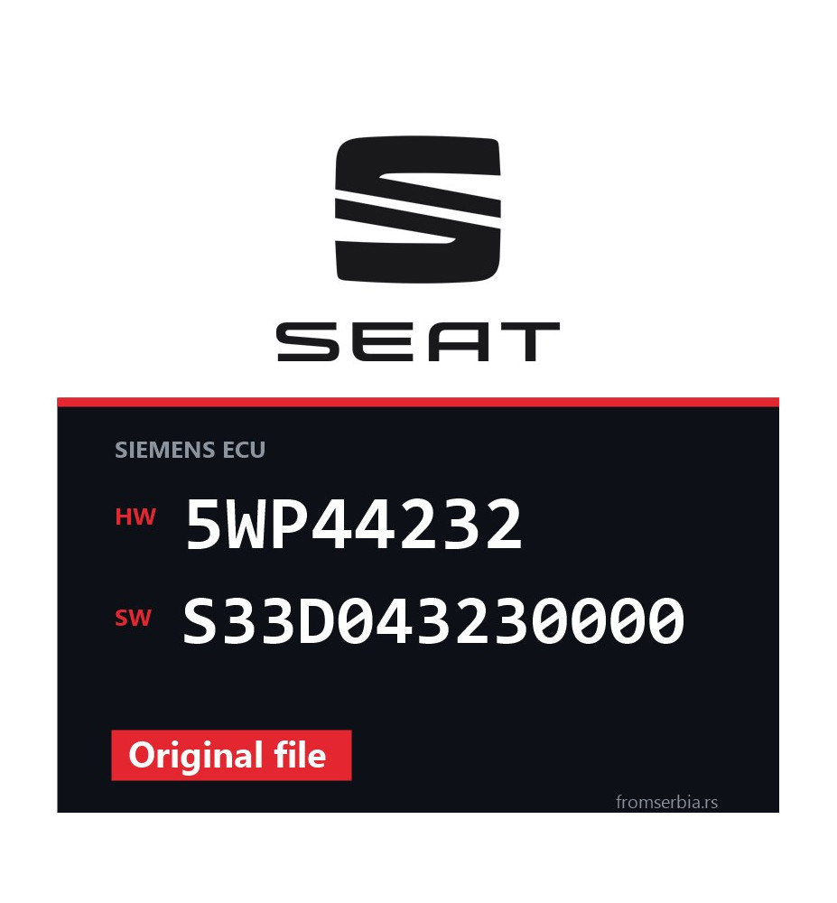 Seat Leon 5WP44232 S33D043230000 original ECU file