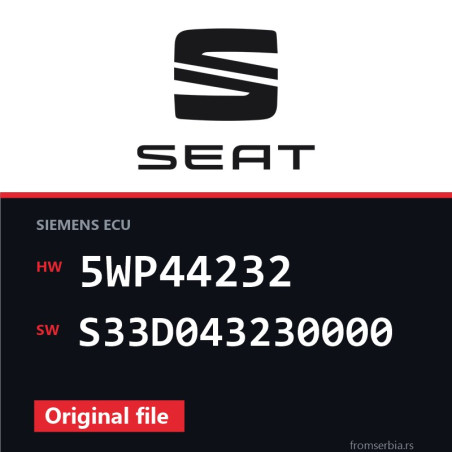 Seat Leon 5WP44232 S33D043230000 original ECU file