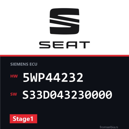 Seat Leon 5WP44232 S33D043230000 Stage1 tuning file