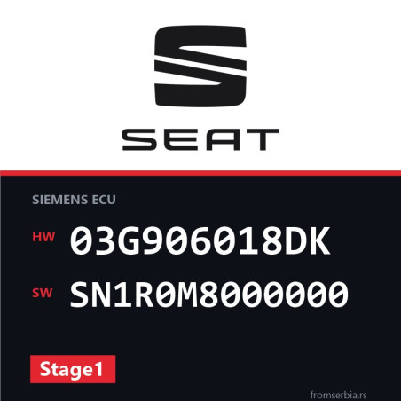 Seat Leon 03G906018DK SN1R0M8000000 Stage1 tuning file