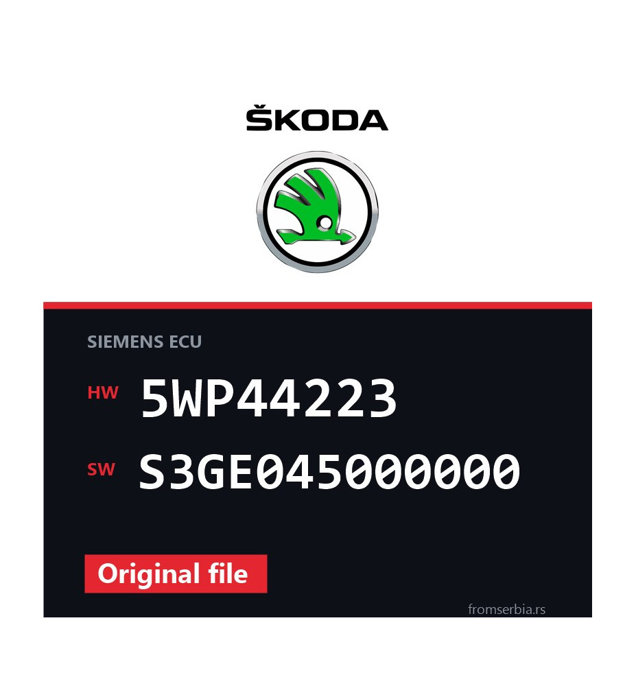 Skoda Fabia 5WP44223 S3GE045000000 original ECU file