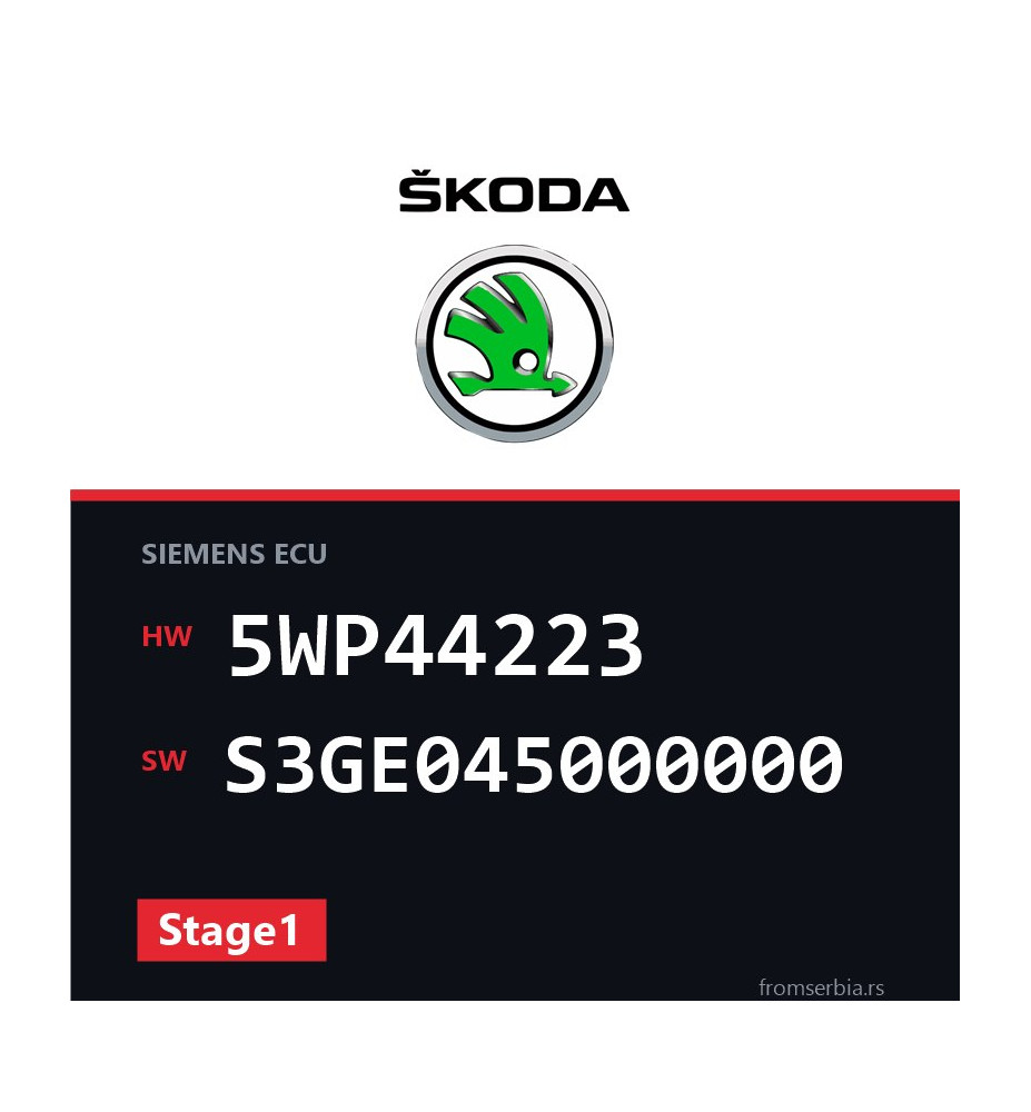 Skoda Fabia 5WP44223 S3GE045000000 Stage1 tuning file