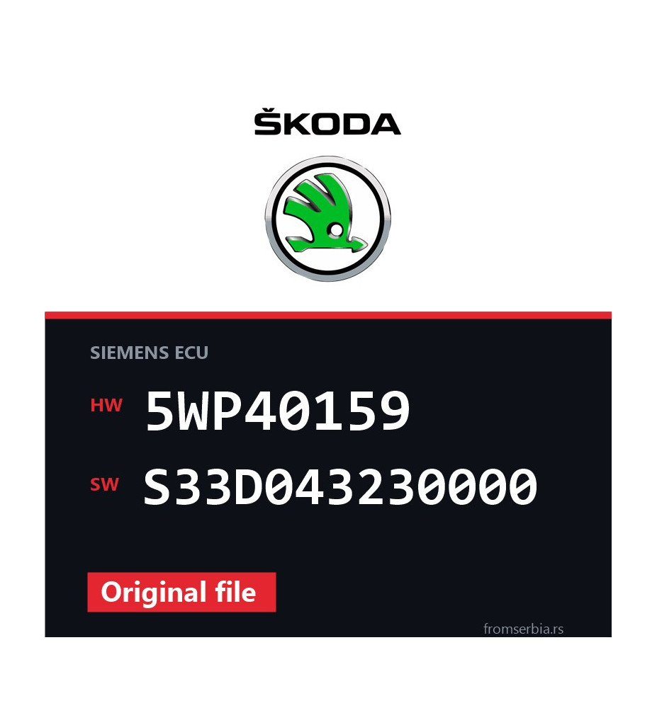 Skoda New Octavia 5WP40159 S33D043230000 original ECU file