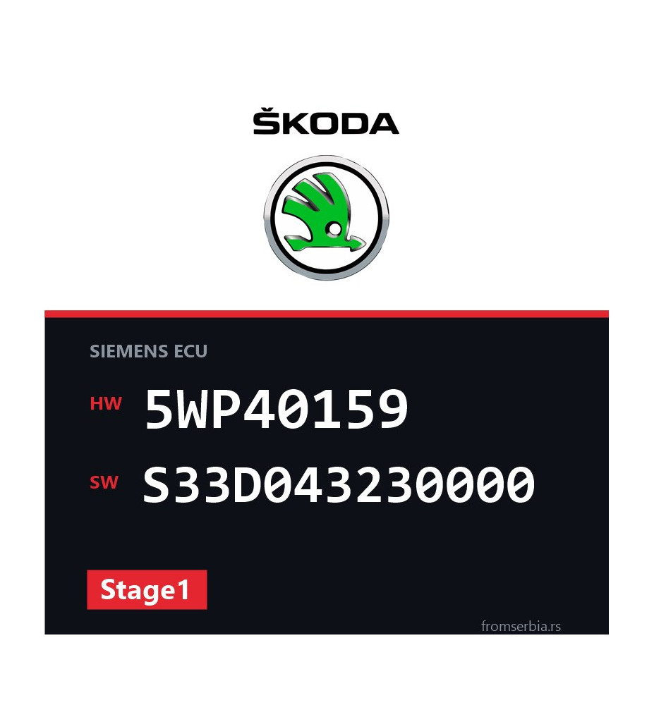 Skoda New Octavia 5WP40159 S33D043230000 Stage1 tuning file