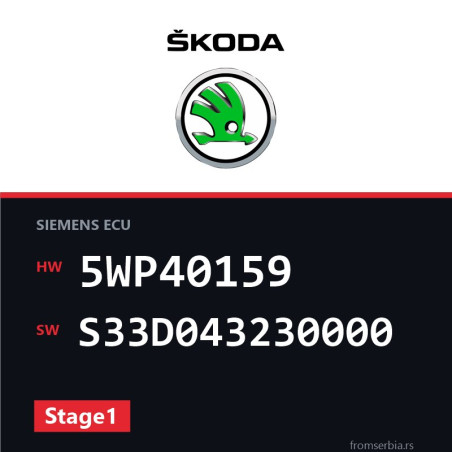Skoda New Octavia 5WP40159 S33D043230000 Stage1 tuning file