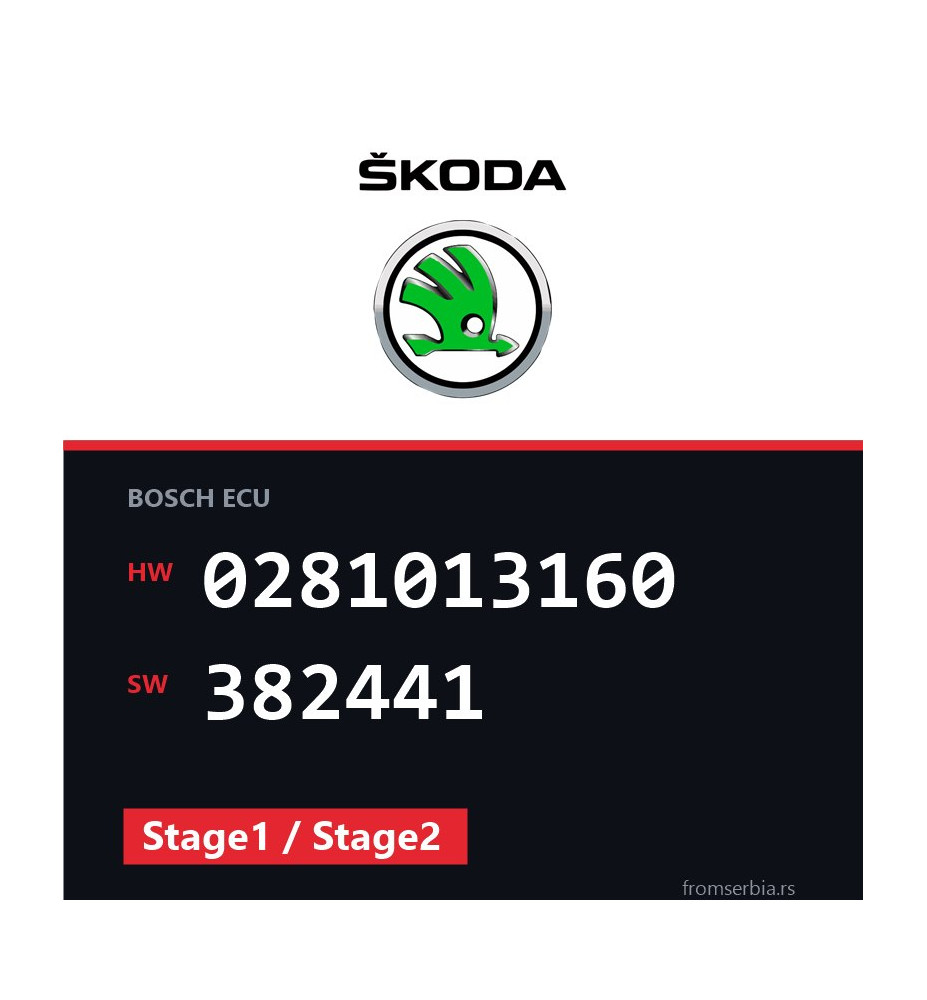 Skoda Octavia 0281013160 382441 Stage1 / Stage2 tuning file
