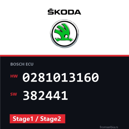 Skoda Octavia 0281013160 382441 Stage1 / Stage2 tuning file