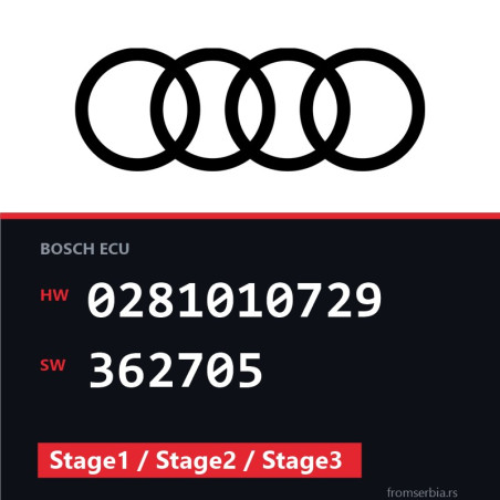 Audi A4 0281010729 362705 Stage1 / Stage2 / Stage3 tuning file