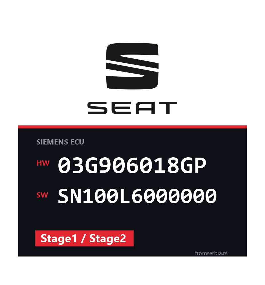 Seat Leon 03G906018GP SN100L6000000 Stage1 / Stage2 tuning file