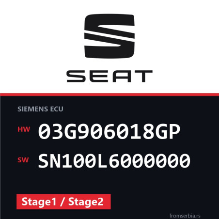 Seat Leon 03G906018GP SN100L6000000 Stage1 / Stage2 tuning file