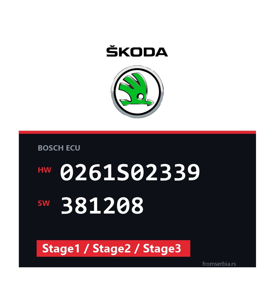 Skoda 0261S02339 381208 Stage1 / Stage2 / Stage3 file