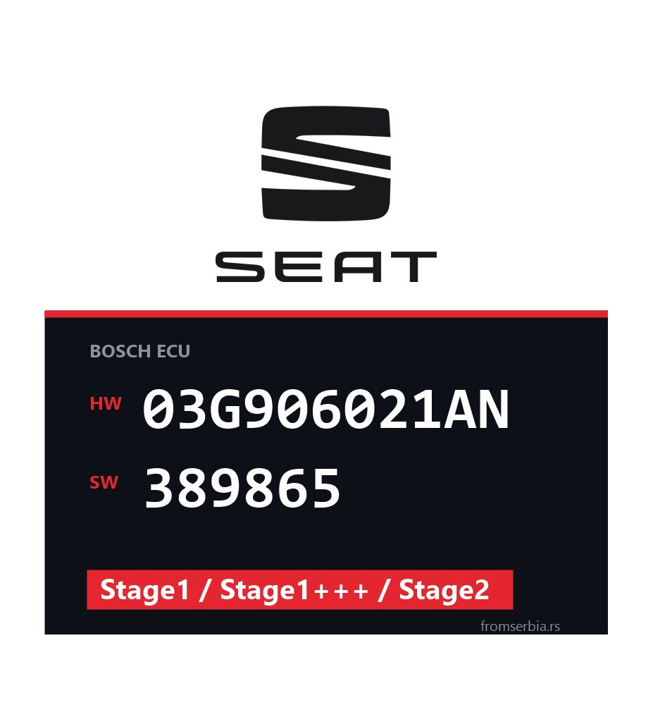 Seat 1.9 03G906021AN 389865 Stage1 / Stage1+++ / Stage2 tuning file