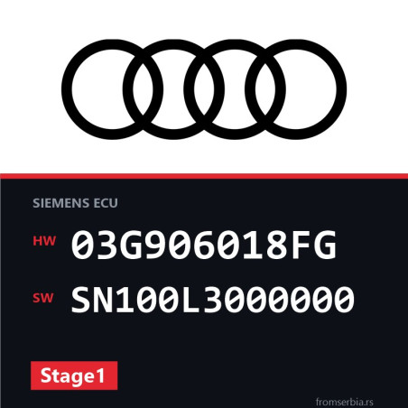 Audi A4 03G906018FG SN100L3000000 Stage1 tuning file