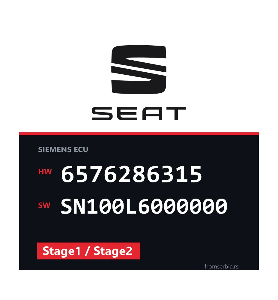 Seat Leon 6576286315 SN100L6000000 Stage1 / Stage2 tuning file