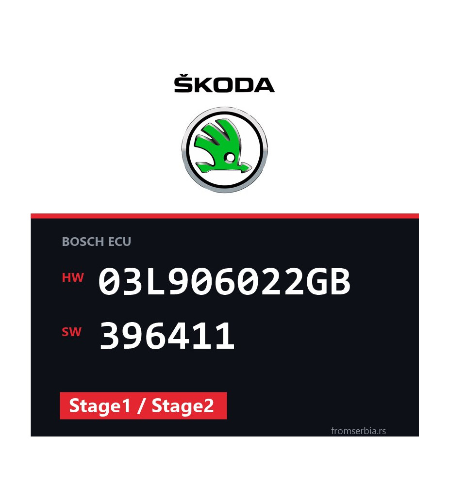 Skoda New Octavia 03L906022GB 396411 Stage1 / Stage2 tuning file