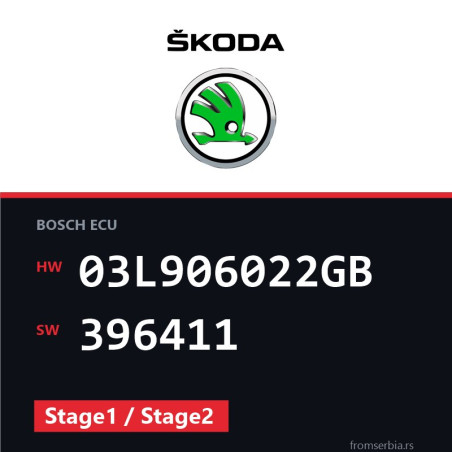 Skoda New Octavia 03L906022GB 396411 Stage1 / Stage2 tuning file