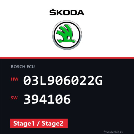 Skoda Superb 03L906022G 394106 Stage1 / Stage2 tuning file