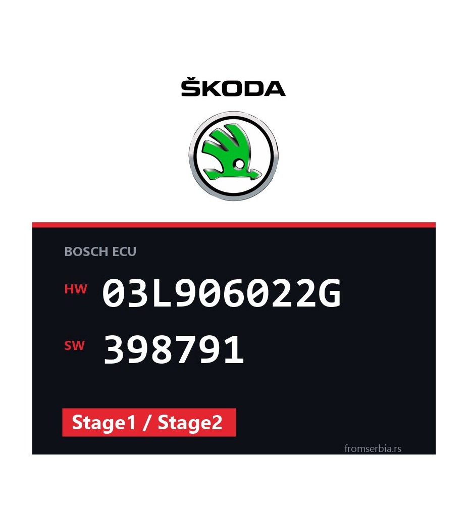 Skoda Superb 03L906022G 398791 Stage1 / Stage2 tuning file
