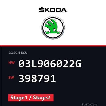 Skoda Superb 03L906022G 398791 Stage1 / Stage2 tuning file