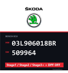 Skoda 03L906018BR 509964 Stage1 / Stage2 / Stage3+ + DPF OFF file