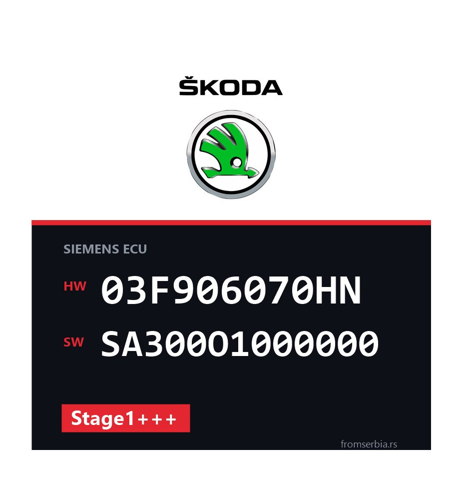 Skoda 1.2TSI 03F906070HN SA300O1000000 Stage1+++ tuning file