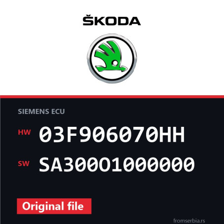 Skoda Fabia 03F906070HH SA300O1000000 original ECU file