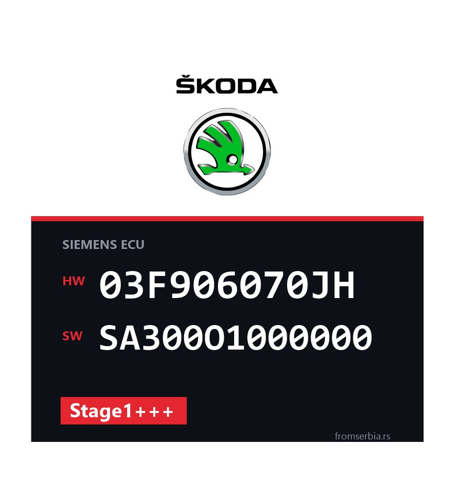 Skoda 1.2TSI 03F906070JH SA300O1000000 Stage1+++ tuning file