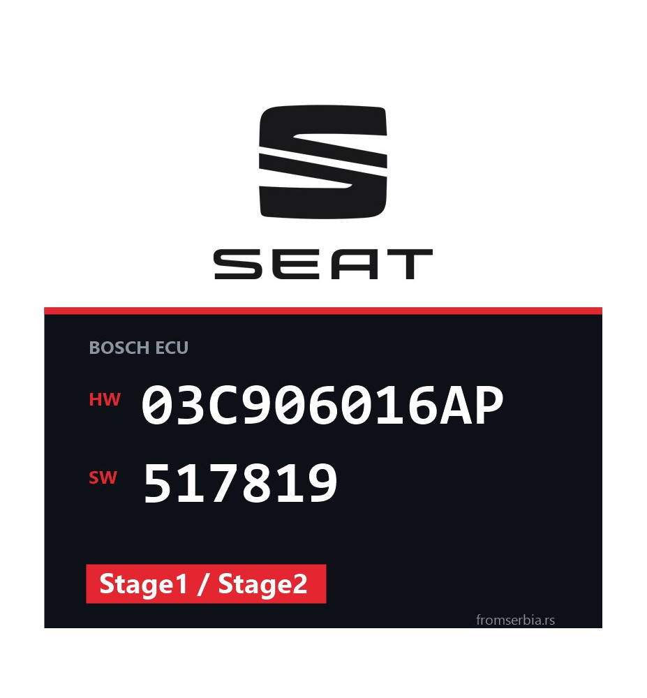 Seat Leon 03C906016AP 517819 Stage1 / Stage2 tuning file