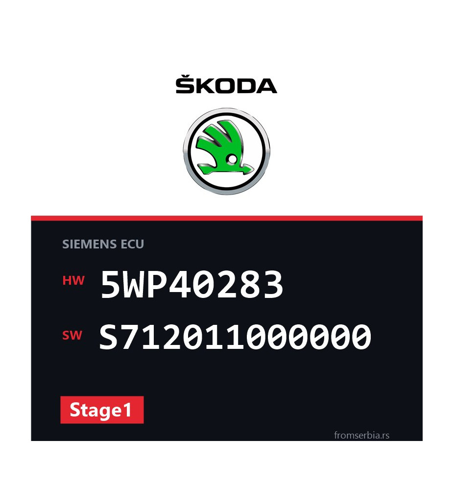 Skoda Octavia 5WP40283 S712011000000 Stage1 tuning file