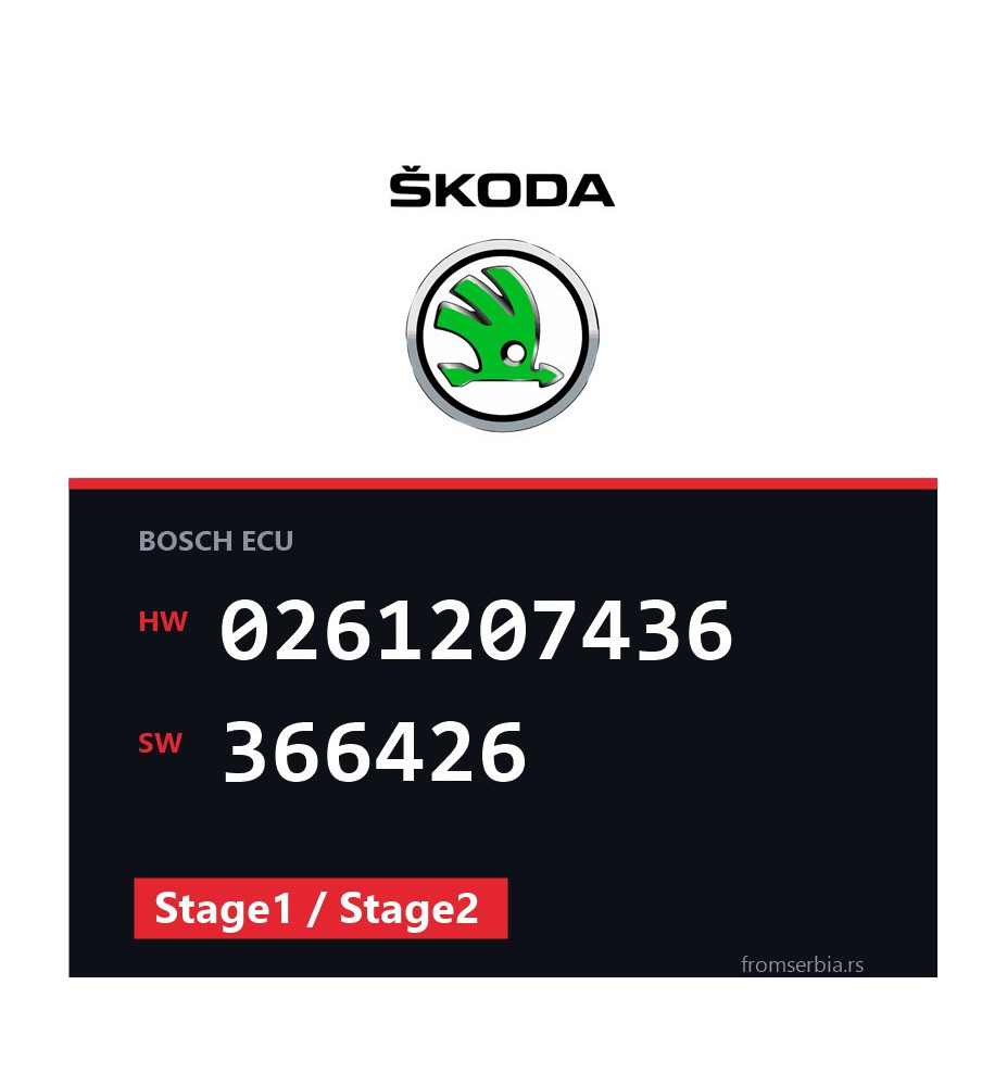 Skoda Octavia 0261207436 366426 Stage1 / Stage2 tuning file