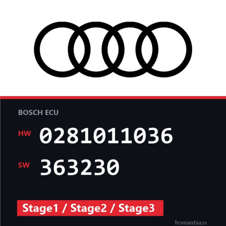 Audi A4 0281011036 363230 Stage1 / Stage2 / Stage3 tuning file