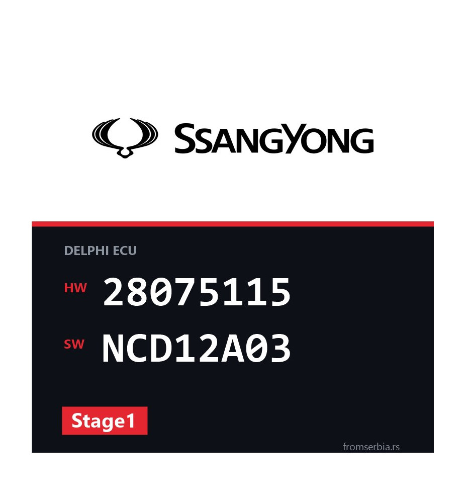 SsangYong Rexton 28075115 NCD12A03 Stage1 tuning file