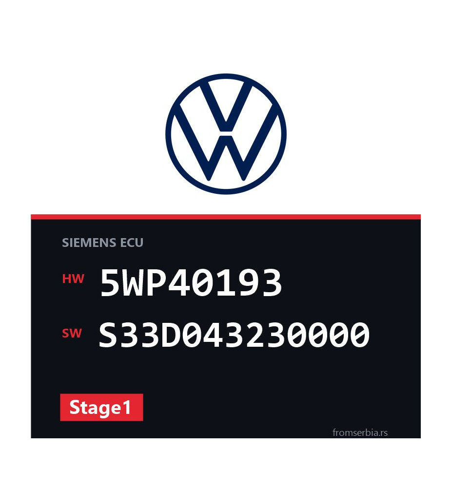 VW Bora 5WP40193 S33D043230000 Stage1 tuning file