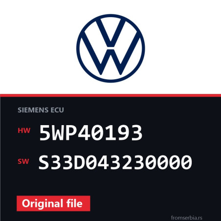 VW Bora 5WP40193 S33D043230000 original ECU file