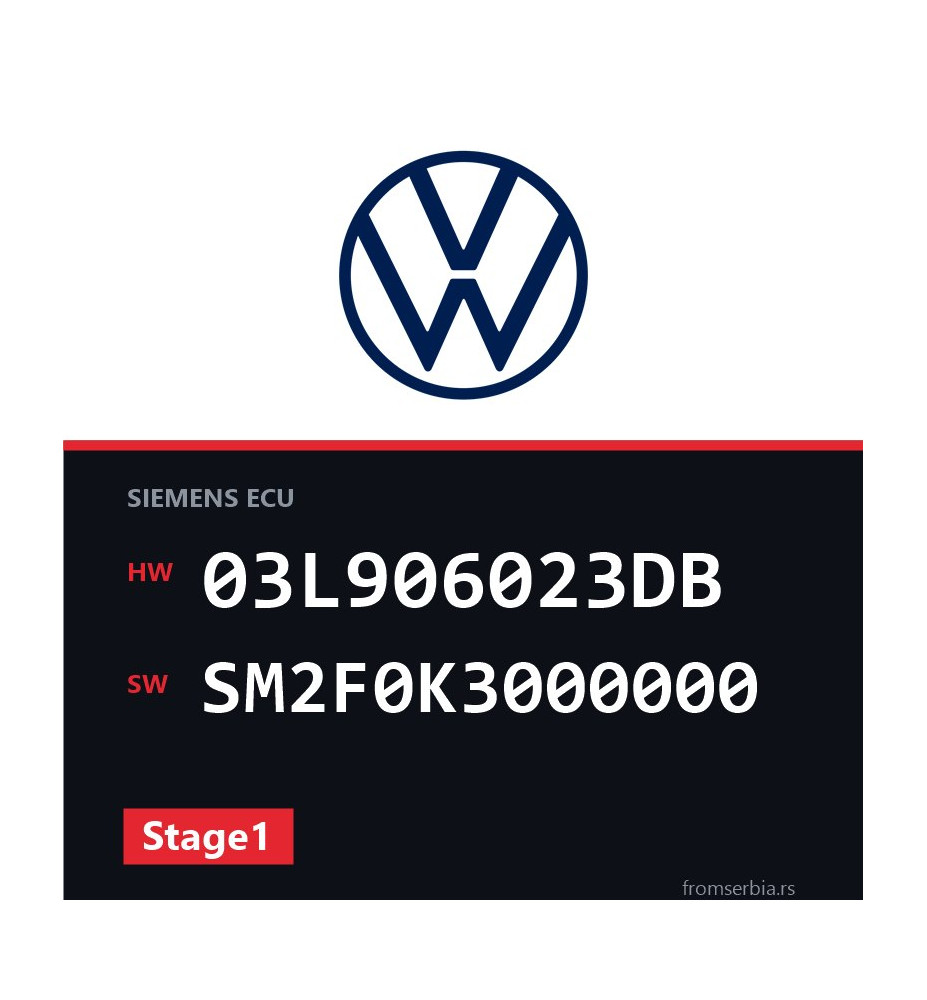 VW Caddy 03L906023DB SM2F0K3000000 Stage1 tuning file