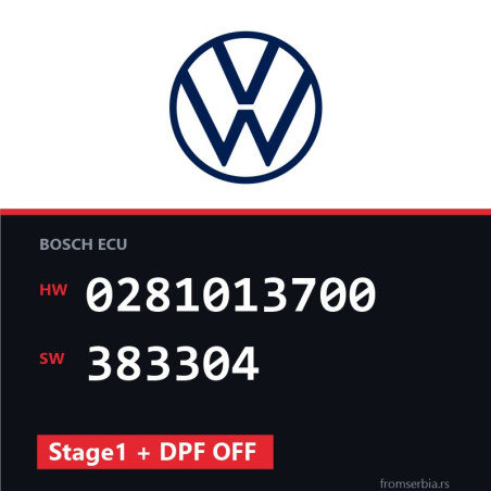 VW Crafter 0281013700 383304 Stage1 + DPF OFF tuning file